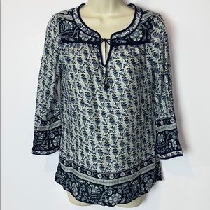 LUCKY BRAND 3/4 Sleeve Viscose Boho Top XS